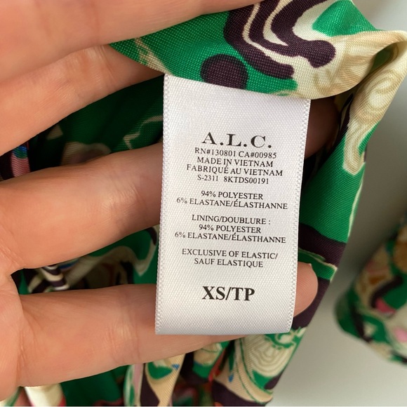 A.L.C. Kiki Ruched Mini Dress Emerald Multi Floral‎ XS - Picture 4 of 8